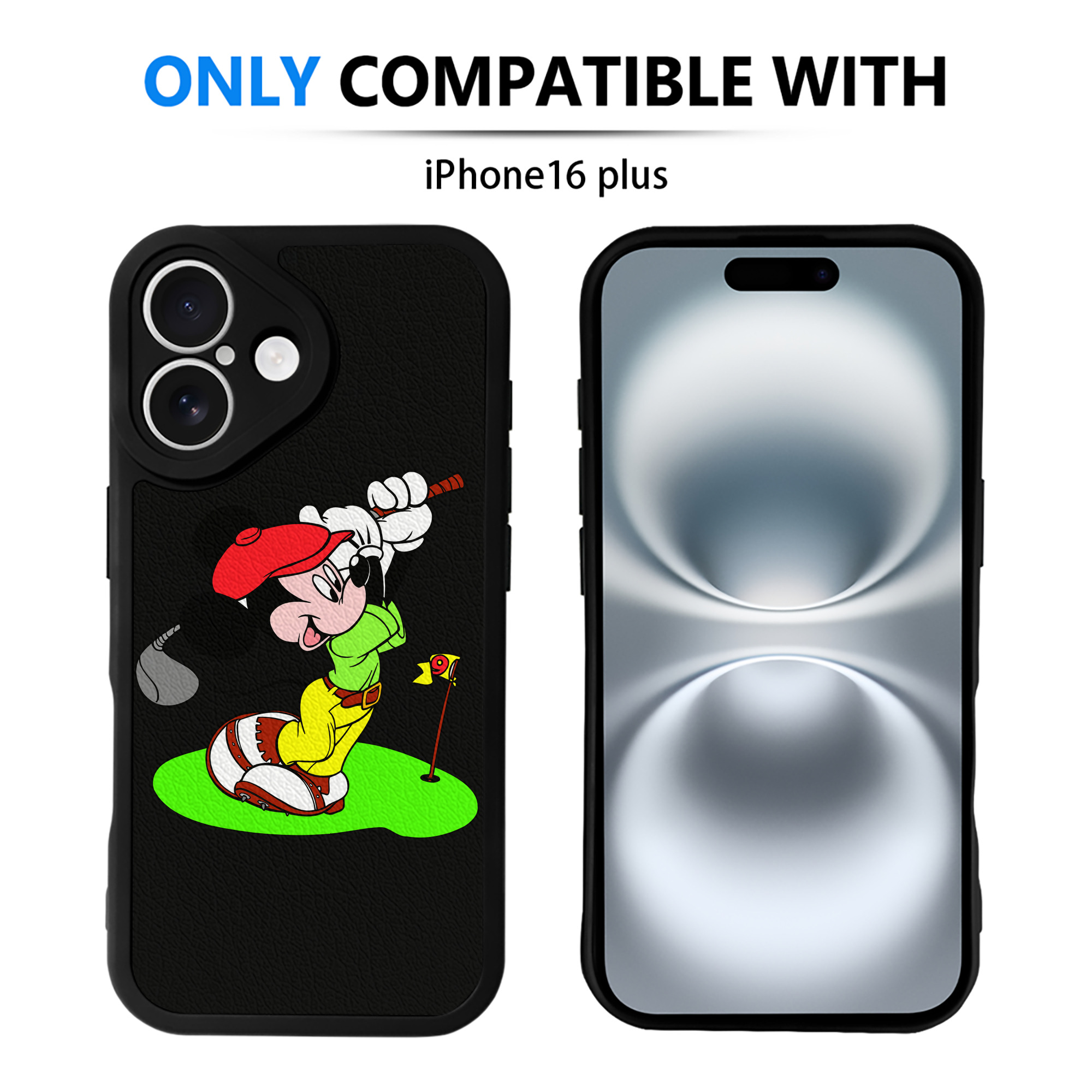 （画像用） ミッキーマウス Mickey Mouse 【iPhone 16シリーズ対応】シリコンスマホケース（レザー調） 材質：シリコン
